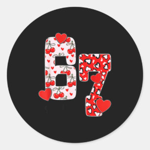 Happy Valentine’s Day 67 Meme Hearts Coquette Bow  Classic Round Sticker