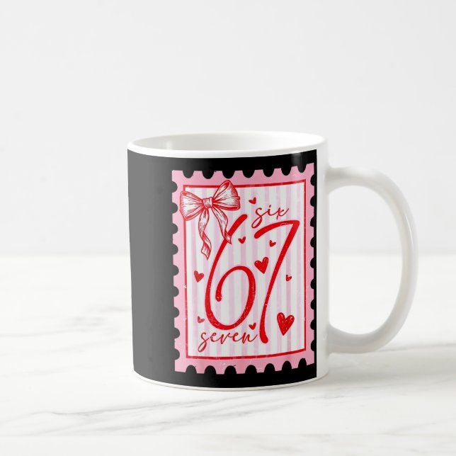 Happy Valentine’s Day 67 Meme Hearts Coquette Bow  Coffee Mug (Right)
