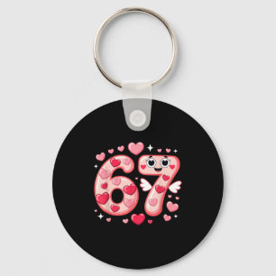 Happy Valentine’s Day 67 Meme Hearts Coquette Bow Keychain