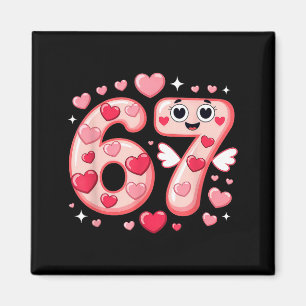 Happy Valentine’s Day 67 Meme Hearts Coquette Bow Magnet
