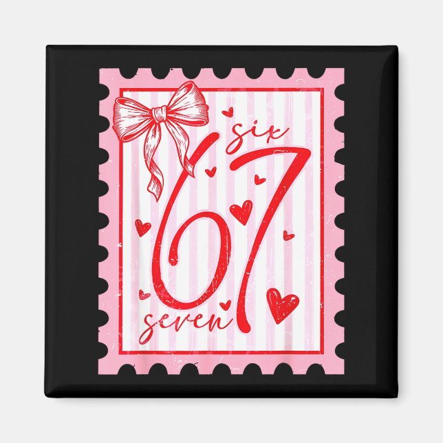 Happy Valentine’s Day 67 Meme Hearts Coquette Bow  Magnet (Front)