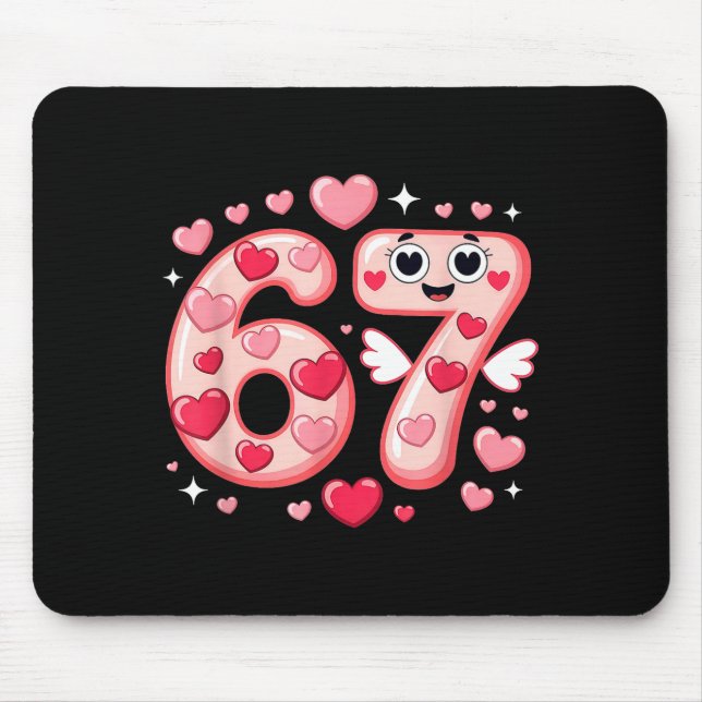 Happy Valentine’s Day 67 Meme Hearts Coquette Bow  Mouse Pad (Front)