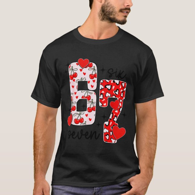 Happy Valentine’s Day 67 Meme Hearts Coquette Bow  T-Shirt (Front)