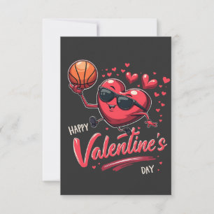 Happy Valentine’s Day Basketball Lovers Thank You Card