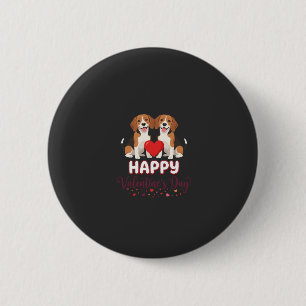 Happy Valentine’s Day Beagle Couple 2 Inch Round Button