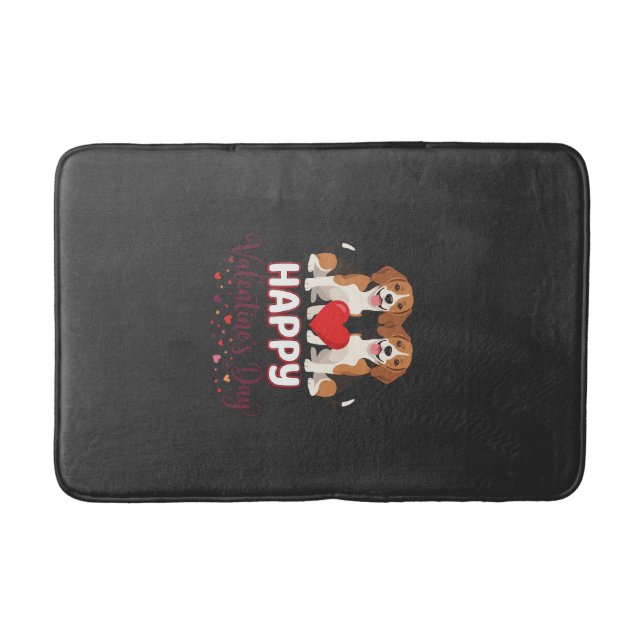 Happy Valentine’s Day Beagle Couple Bath Mat (Front)