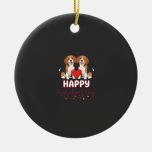 Happy Valentine’s Day Beagle Couple Ceramic Ornament