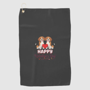 Happy Valentine’s Day Beagle Couple Golf Towel