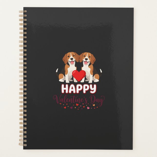 Happy Valentine’s Day Beagle Couple Planner (Front)