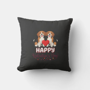 Happy Valentine’s Day Beagle Couple Throw Pillow