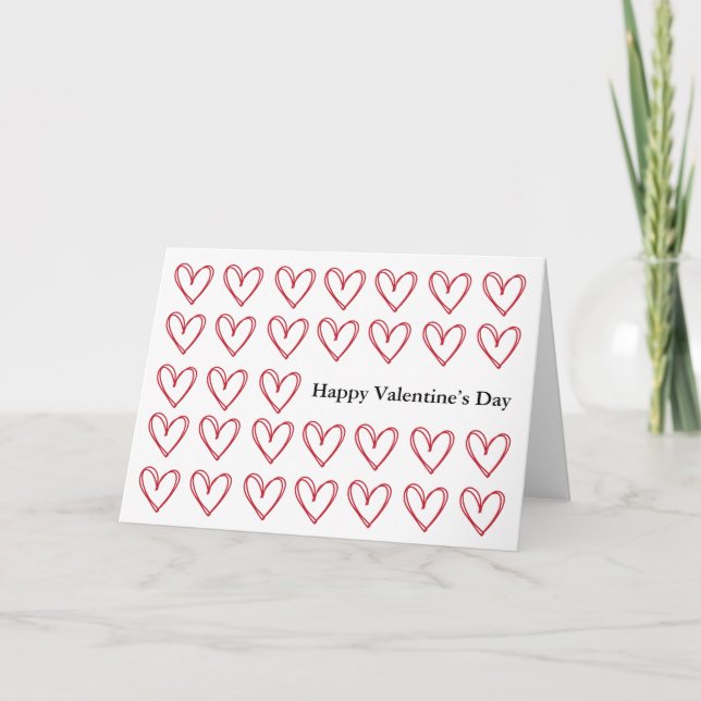 Happy Valentine’s Day Card with Red Hearts (Front)
