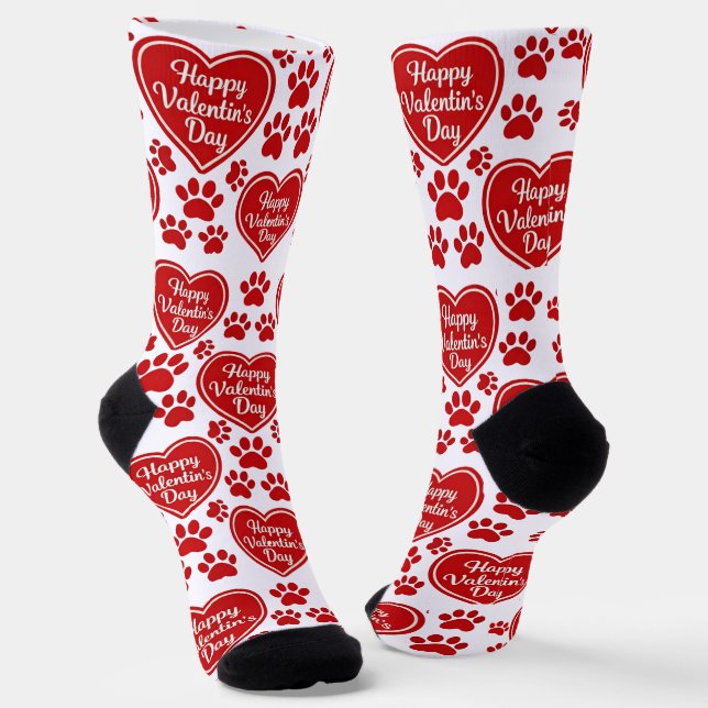 Happy Valentine’s Day Cat Lover Socks (Angled)