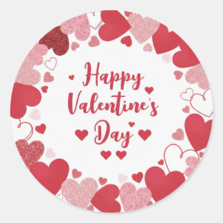 Happy Valentine’s Day classic round sticker 