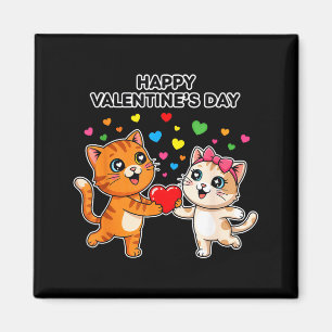 Happy Valentine’s Day Cute Cats Love Heart Cartoon Magnet