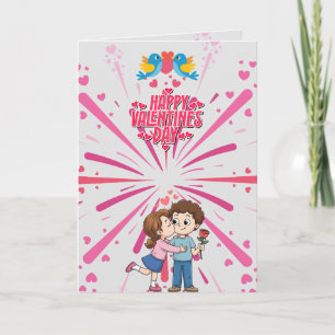 Happy Valentine’s Day Cute Couple Illustration  Card