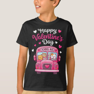 Happy Valentine’s Day Cute School Bus Animals Vale T-Shirt