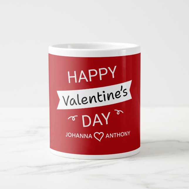 Happy Valentine’s Day – Cute Valentine Love Custom Large Coffee Mug (Front)