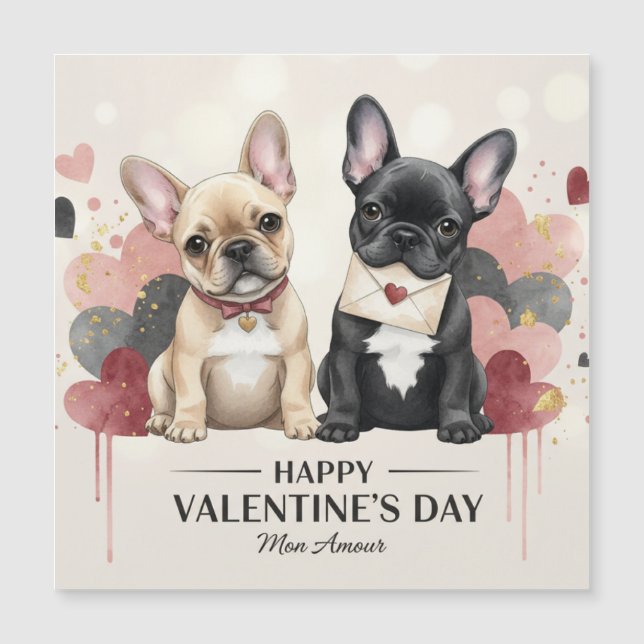 Happy Valentine’s Day French Bulldog Magnet  (Devant)