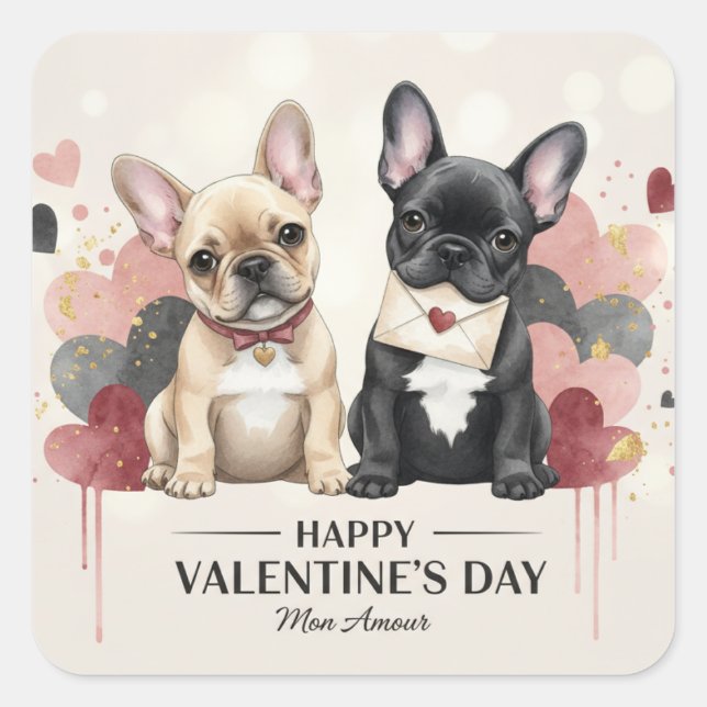 Happy Valentine’s Day French Bulldog Sticker (Front)