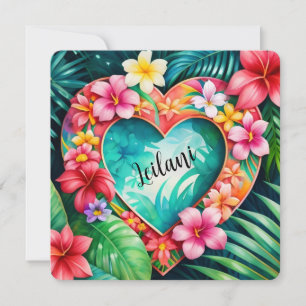 Happy Valentine’s Day Hawaiian Lei Name  Card