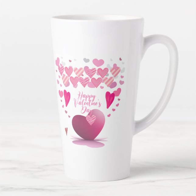 Happy Valentine’s Day Heart Pattern Latte Mug (Right)