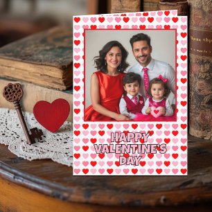 Happy Valentine’s Day Hearts Custom Photo and Text Holiday Card