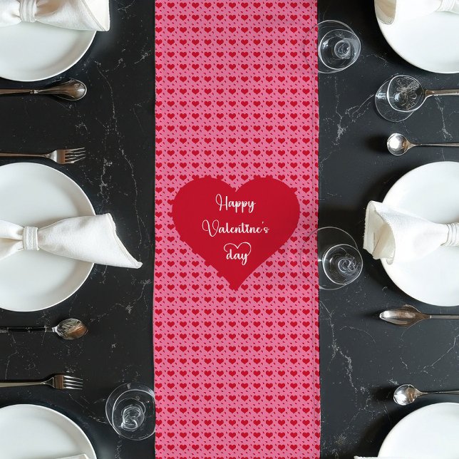 Happy Valentine’s Day Hearts Romantic Table Runner (Happy Valentine’s Day Hearts Romantic Table Runner)