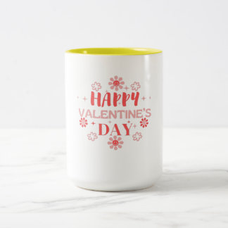 Happy Valentine’s Day Love Design Two-Tone Coffee Mug