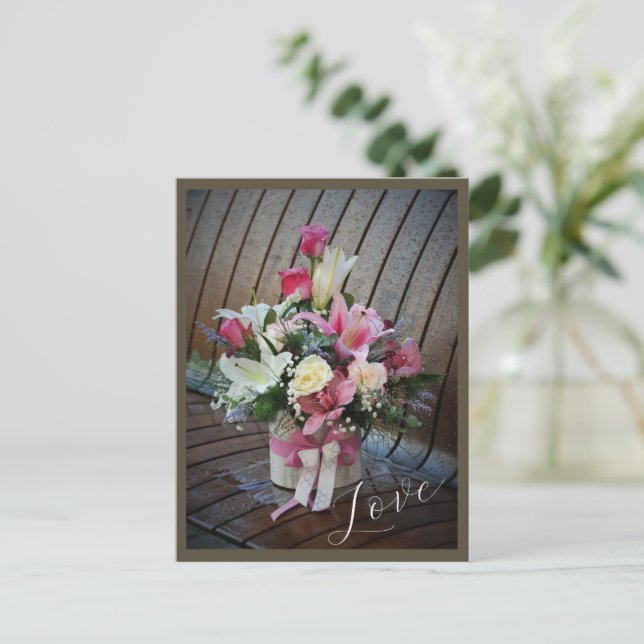 Happy Valentine`s Day Modern Script Photo Postcard (Standing Front)