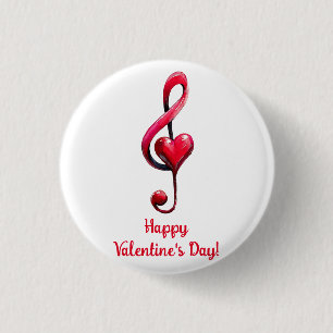 Happy Valentine’s Day Music of Love 1 Inch Round Button