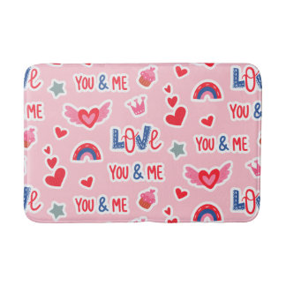 Happy Valentine’s Day Red Heart Art Romantic Lover Bath Mat