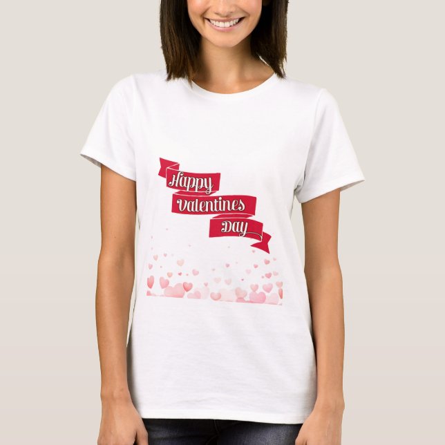 “Happy Valentine’s Day” Typography Heart Design ❤️ T-Shirt (Front)