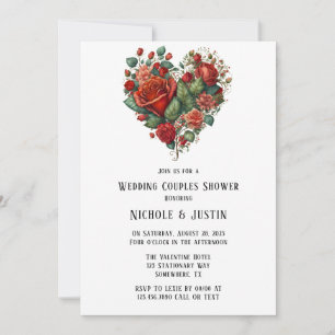 Happy Valentine’s Roses Wedding Couples Shower Invitation