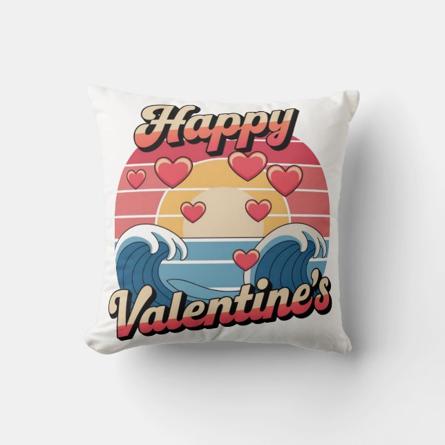 Happy  Valentine´s waves Throw Pillow (Front)