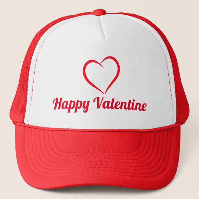 Happy Valentine script Trucker Hat (Front)