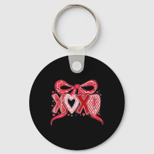 Happy Valentine Xoxo Pink Lace Coquette Bow Girl W Keychain