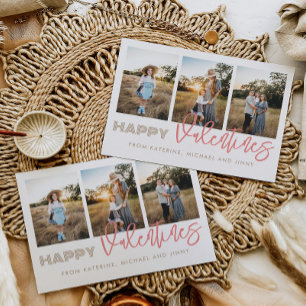 Happy Valentines 3 Photo Collage Family Card