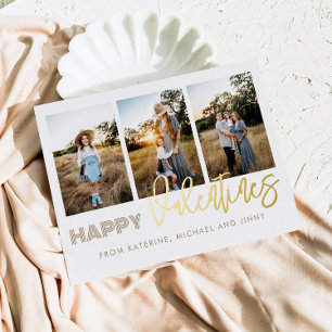 Happy Valentines 3 Photo Collage Family Card