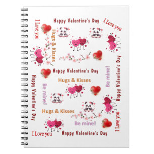 Happy Valentine's Couple Hearts Spiral Notebook 