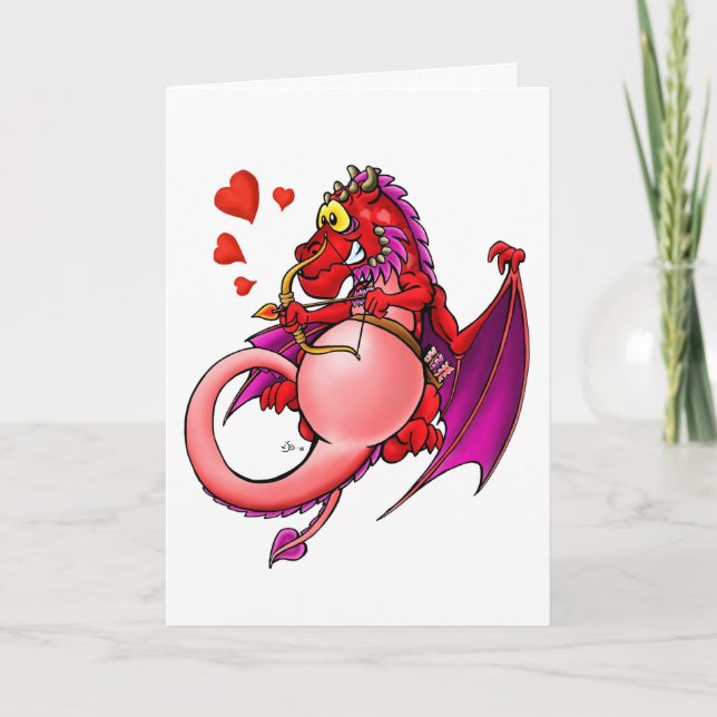 Happy Valentine's Cupidragon. Holiday Card (Front)