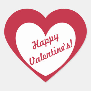 "Happy Valentine's" customizable heart on red Heart Sticker