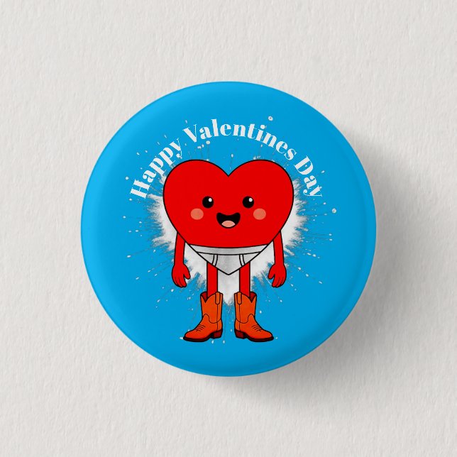 HAPPY VALENTINES DAY 1 INCH ROUND BUTTON (Front)