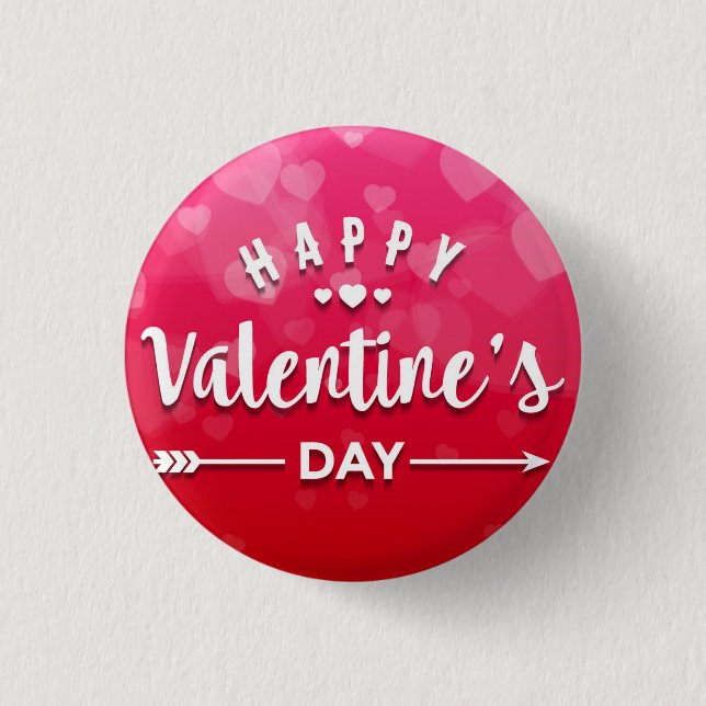 Happy Valentine's Day 1 Inch Round Button (Front)