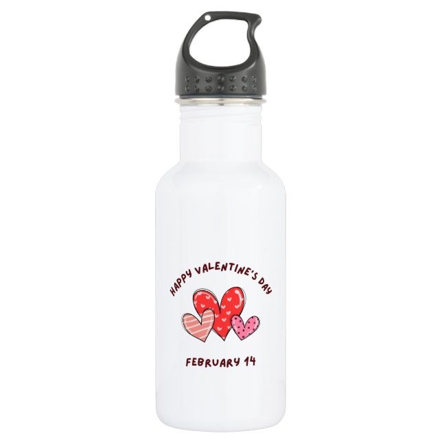 Happy Valentine's Day 2024 -Valentine 14 February  532 Ml Water Bottle (Front)