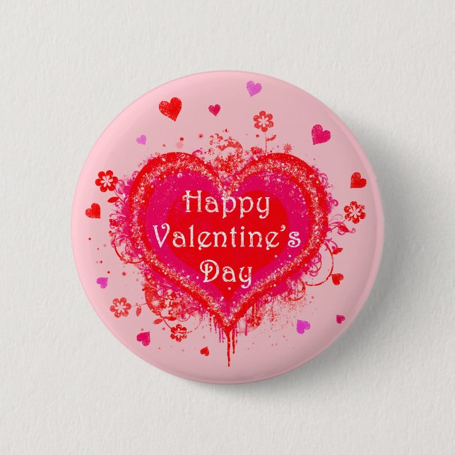 Happy Valentine's Day 2 Inch Round Button (Front)