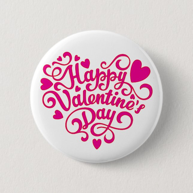 HAPPY VALENTINES DAY 2 INCH ROUND BUTTON (Front)