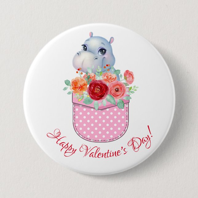 Happy Valentine's Day!  3 Inch Round Button (Front)
