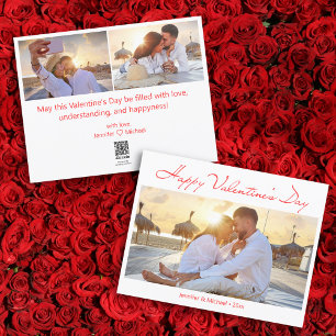 happy valentines day 3 photos red script stylish holiday card