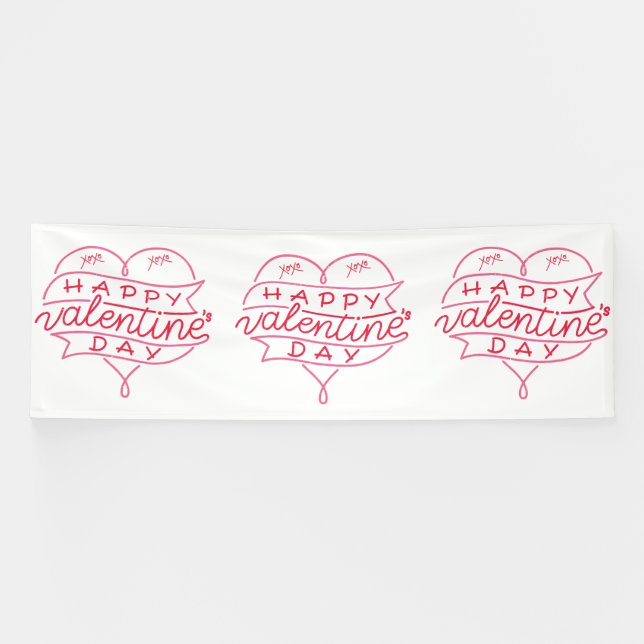 Happy Valentine's Day 4x12 Vinyl Banner (Horizontal)