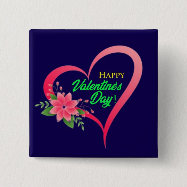 Happy Valentine's Day-53816 2 Inch Square Button (Front)